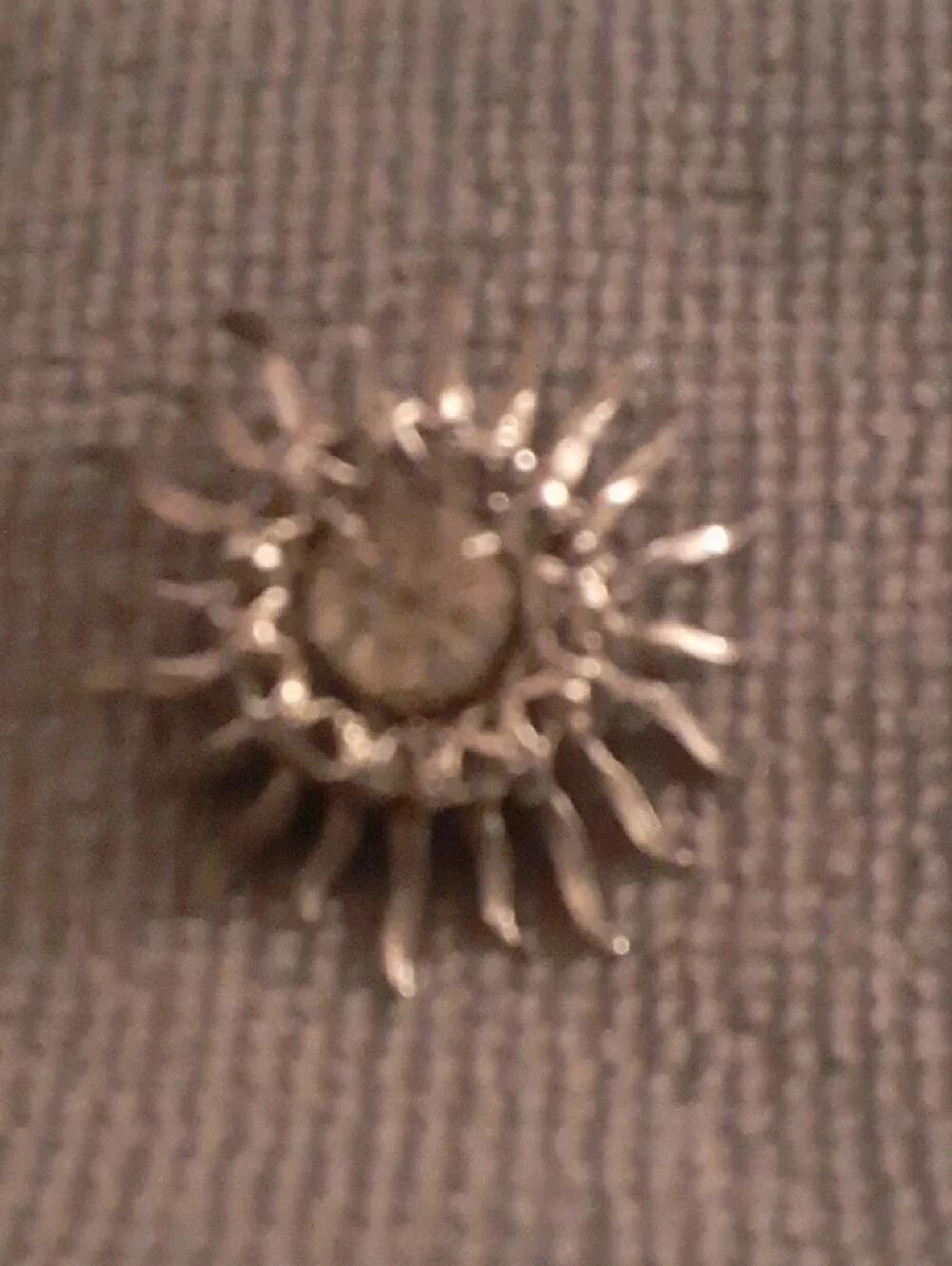 Silver Tone Sunburst Crystal Brooch - Unbranded